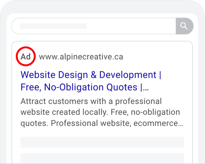 Google Search Ad Example